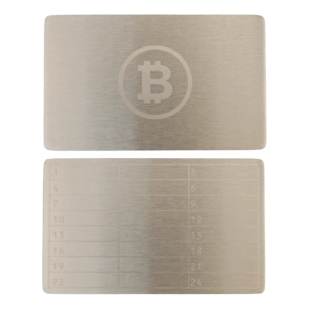 Металева пластина для зберігання сід-фрази Bitcoin Mini Plate 55×90 мм + гравірувальна ручка (1 шт) - фото 4