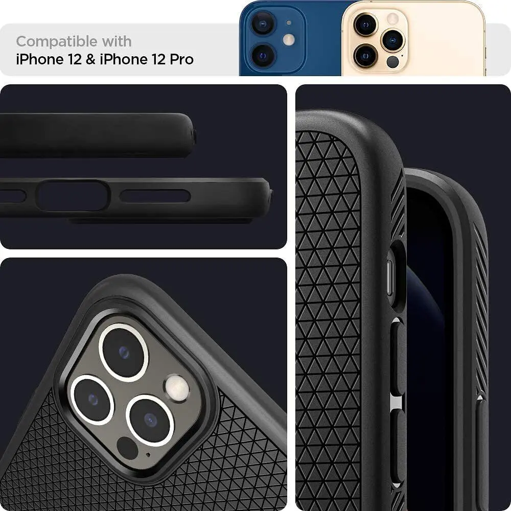 Чехол Spigen Liquid Air для iPhone 12 Pro/12 Matte Black (ACS01701) + защитное стекло - фото 13