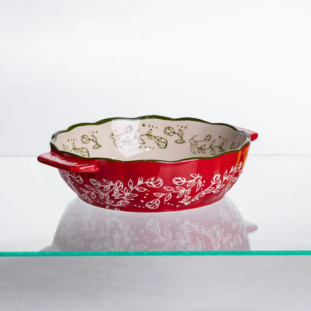 Форма для запекания Vintage Ø17 (см) круглая форма для выпекания в духовке с ручками Красный Yiwu HM04-05 - фото 3