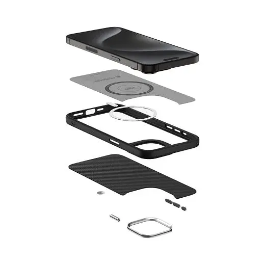 Карбоновий чохол Spigen Enzo Aramid Matte Black для iPhone 15 Pro (ACS07045) - фото 5