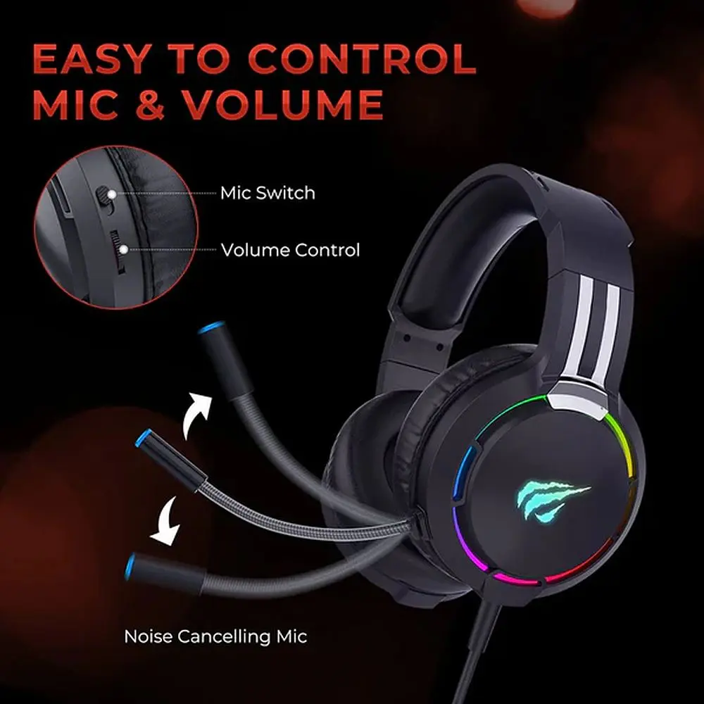Навушники ігрові з мікрофоном Havit HV-H2010d RGB black (HV-H2010d) - фото 5