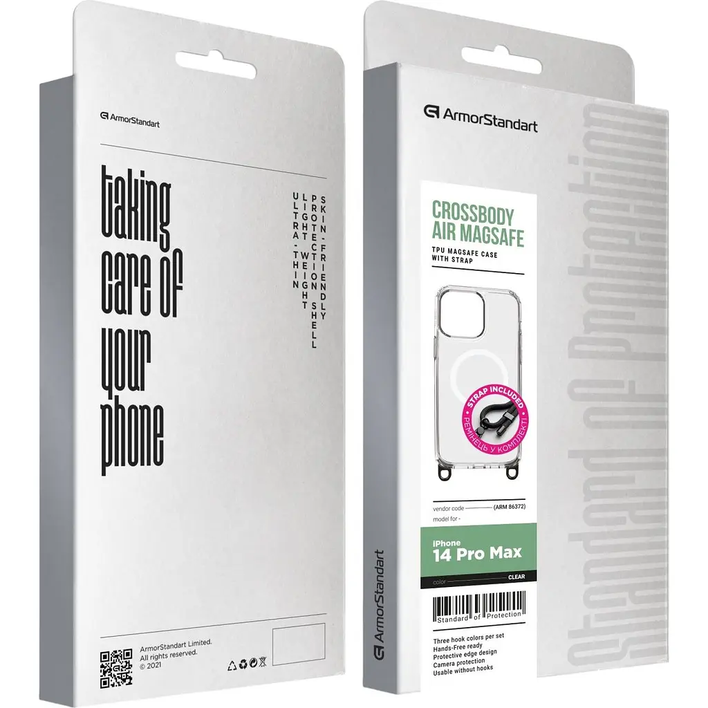 Чохол ArmorStandart Crossbody Air MagSafe Rope для Apple iPhone 14 Pro Max Clear (ARM86372) [169780] - фото 2