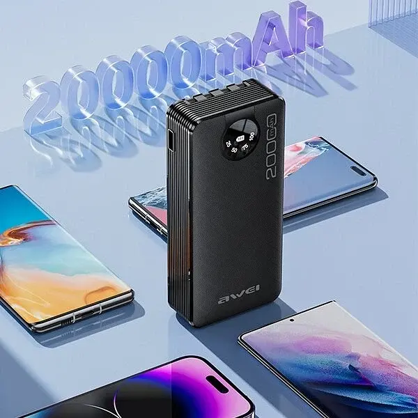 Power Bank Awei P134K 20000mAh 4 in 1 Black UA - фото 2