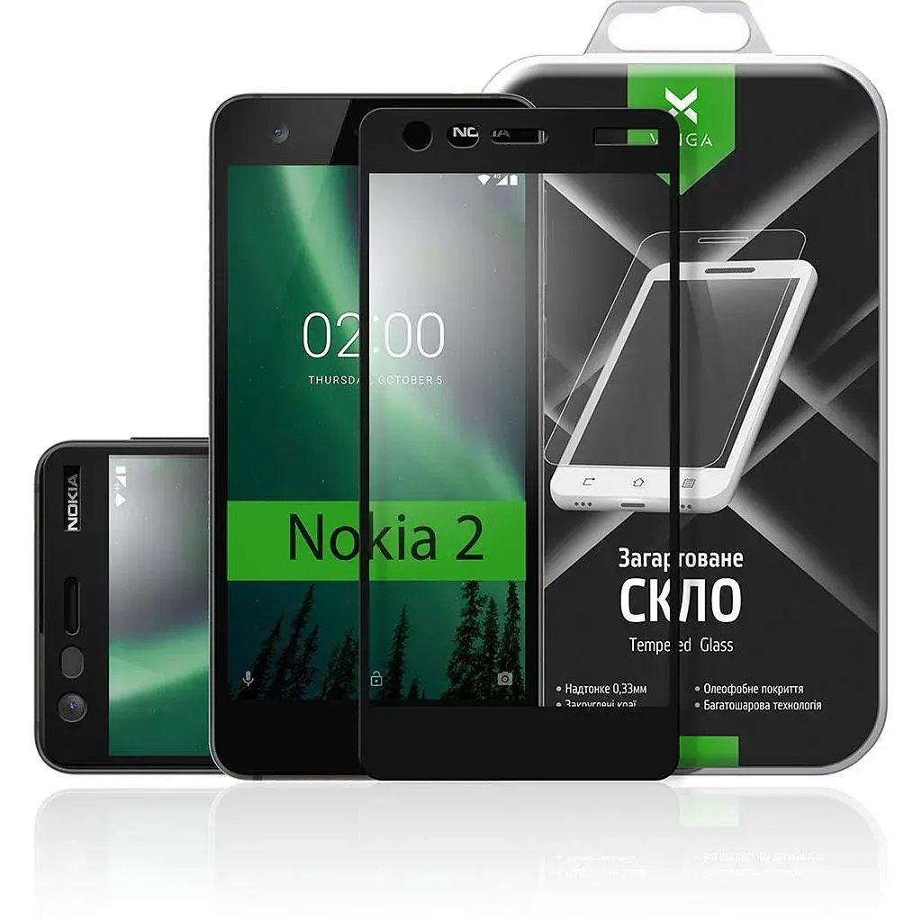 Скло захисне Vinga для Nokia 2 Black (VTPGS-N2B) - фото 3