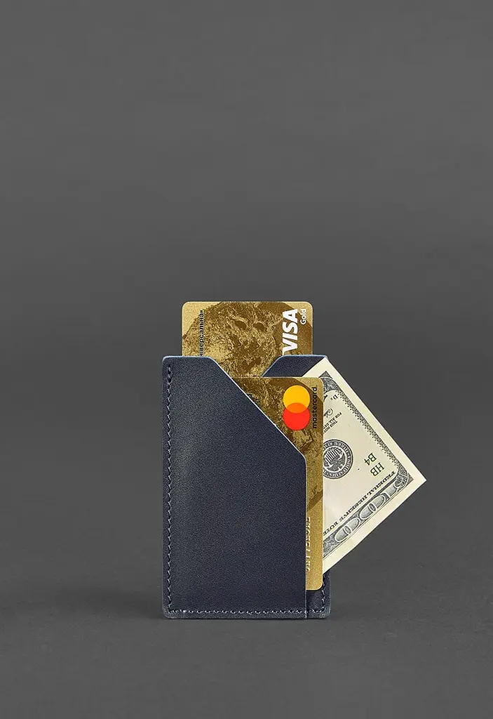 Кожаный кард-кейс 8.0 темно-синий - фото 3
