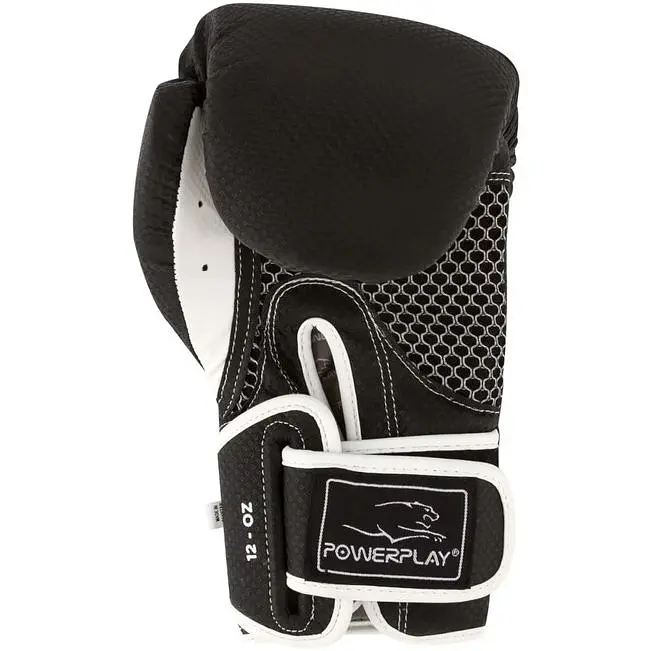Перчатки боксерские PowerPlay PP 3011 Carbon Black/White - 12 унций - фото 2