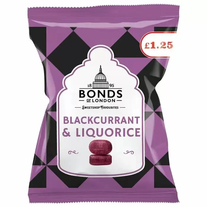 Карамельки лакричні Bonds of London Blackcurrant & Liquorice 120g