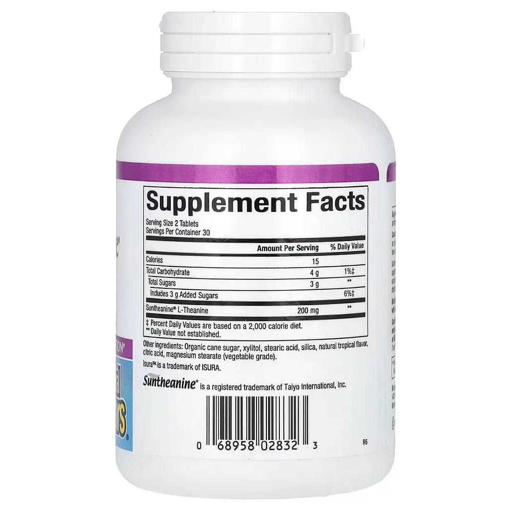 L-теанін Natural Factors Stress-Relax Suntheanine L-Theanine 200 мг 60 жувальних таблеток - фото 2