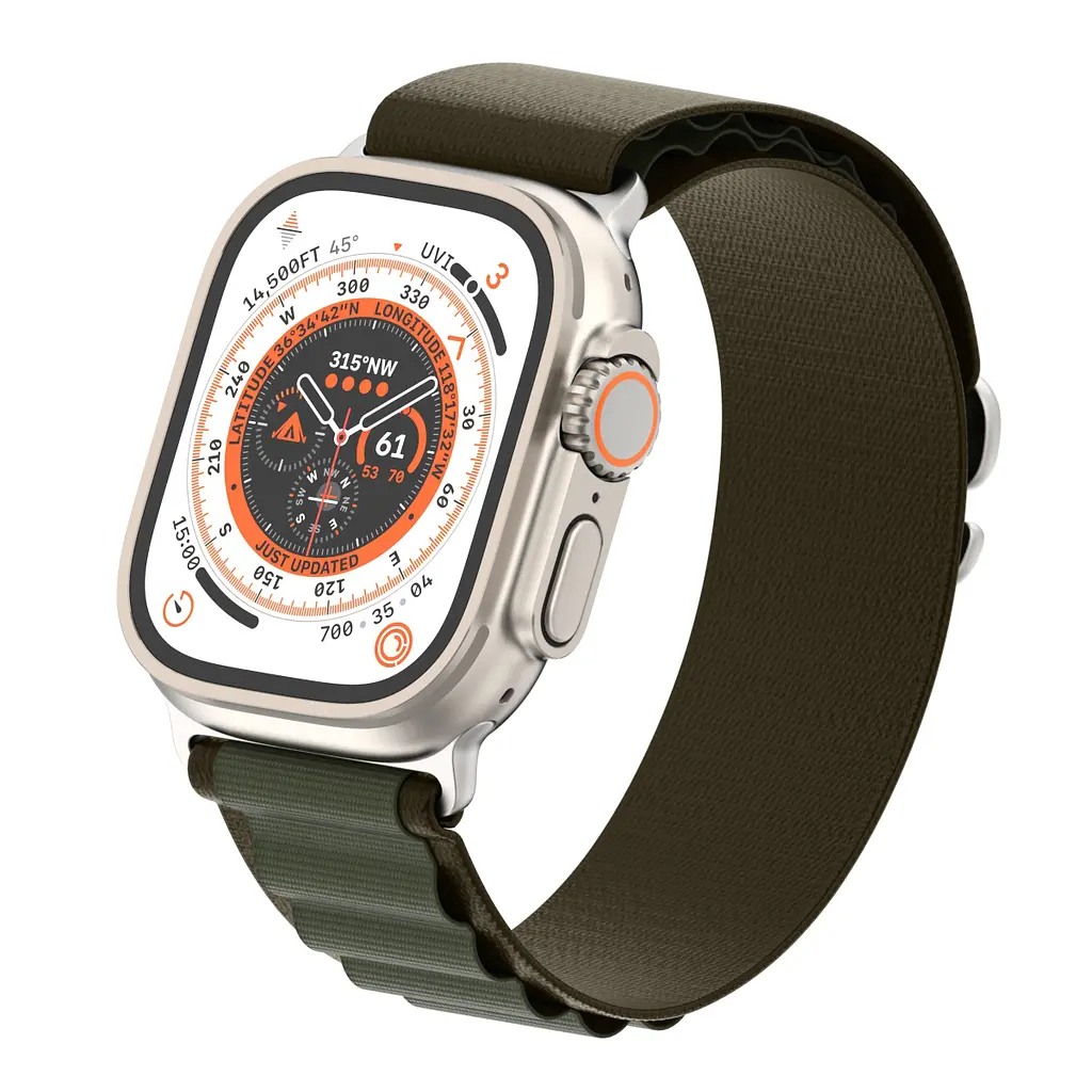 Ремінець для Apple Watch 49/46/45/44/42 (Series 1-3), оливковий, Alpine Loop Alpina Band, тканинний поліестеровий ремінець для смарт-годин, дихаючий, для активного відпочинку та спорту, ArmorStandart (ARM81045) - фото 4