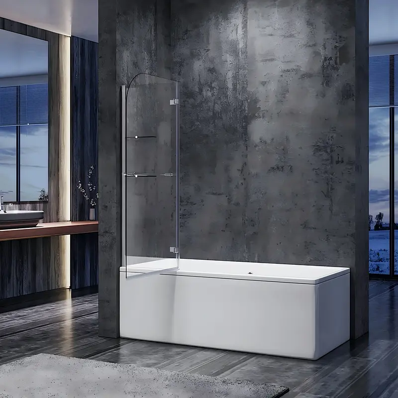 Шторки стеклянные на ванну Koer SR BS05-90x140-TR-01 прозрачное стекло Easy Clean 6 мм, хром KR5372, Универсальная, прозрачный, хром - фото 9