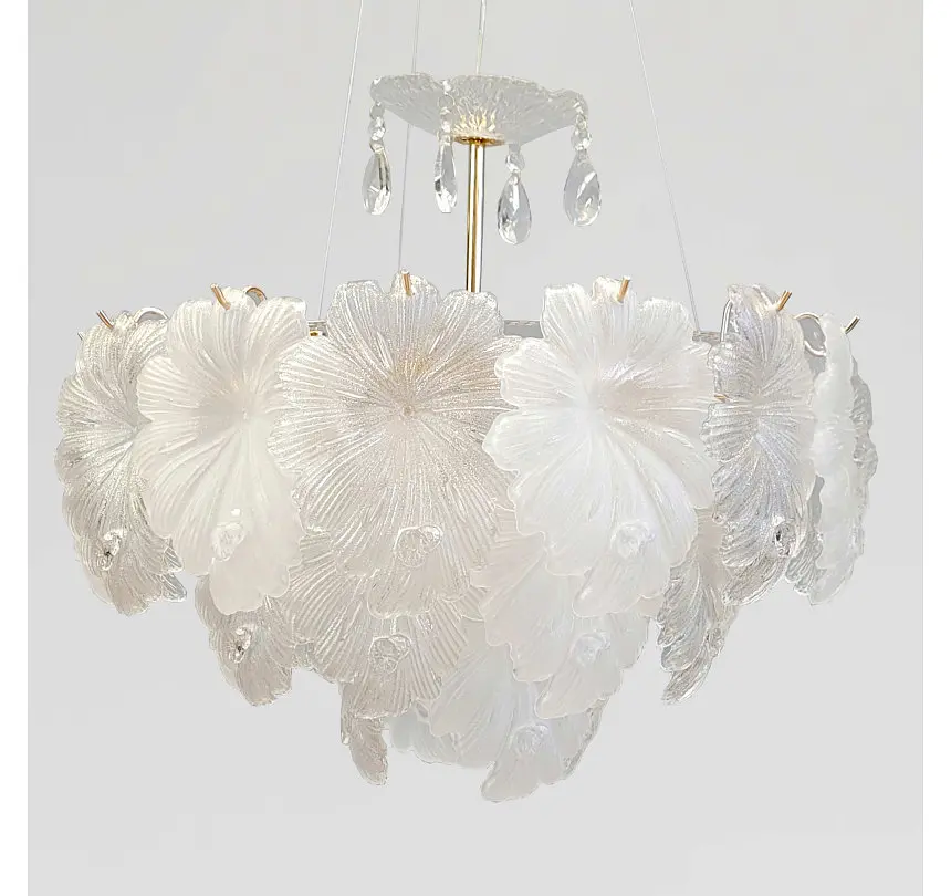 Золота підвісна LED-люстра Artlight 813/500GD з матовим скляним листям, 93 Вт, від 10-18 м² - фото 3