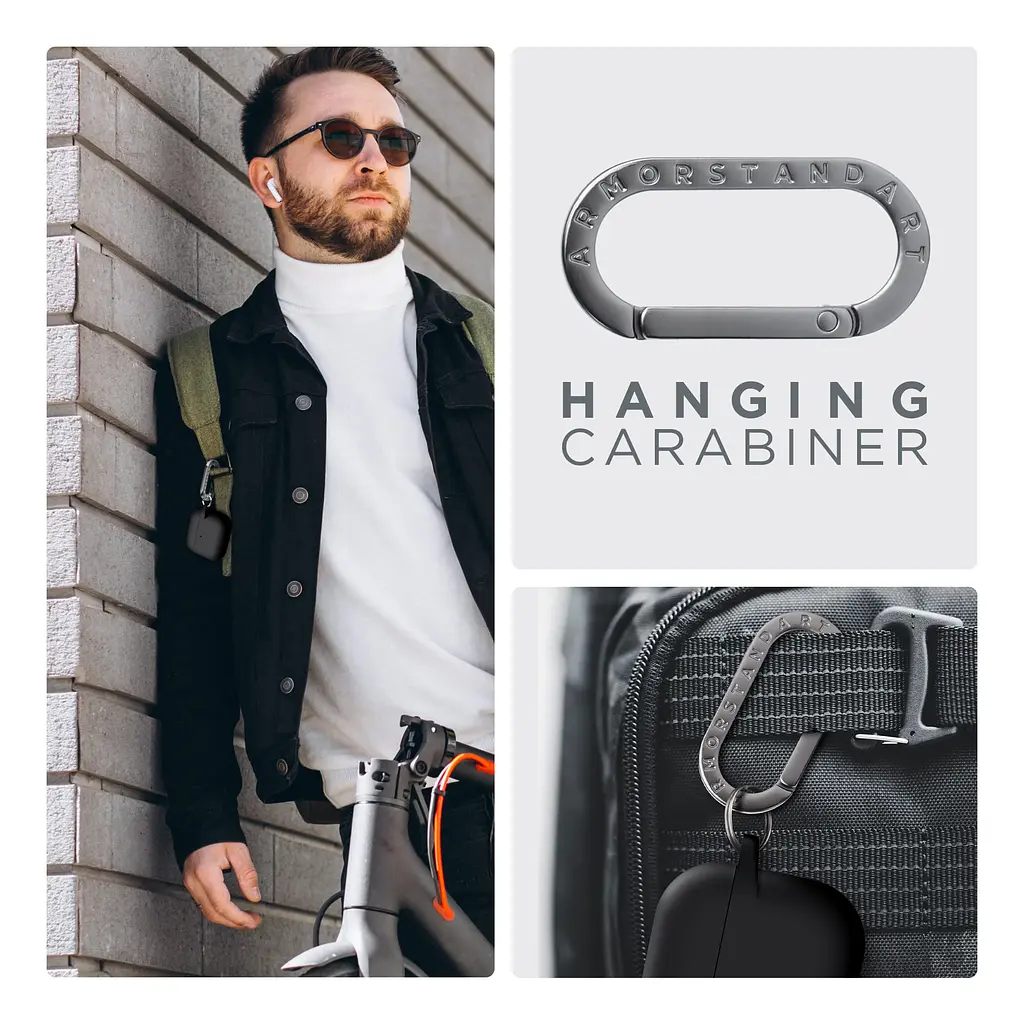 Силіконовий чохол для навушників Apple AirPods 3, Hang Case, чорний, ультратонкий захисний кейс товщиною 2 мм, захист від подряпин, пилу та ударів, компактний, з карабіном для кріплення, ArmorStandart (ARM60308) - фото 6