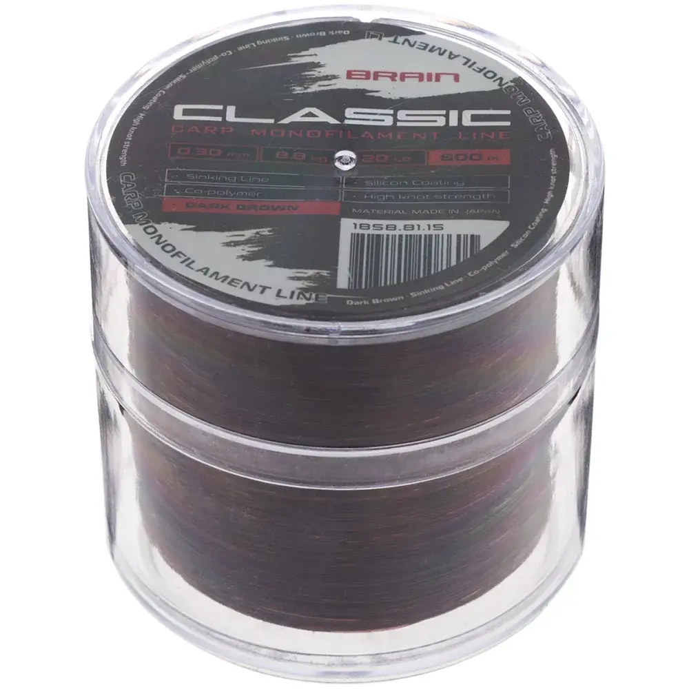 Леска Brain Classic Carp Line (dark brown) 600 м 0.30 мм 20 lb 8.8 кг - фото 2