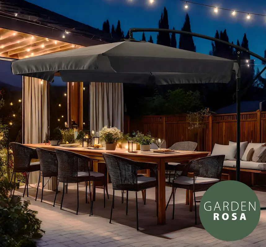 Садова парасолька Garden Rosa з ручкою 300см Графіт + Чохол в подарунок - фото 9