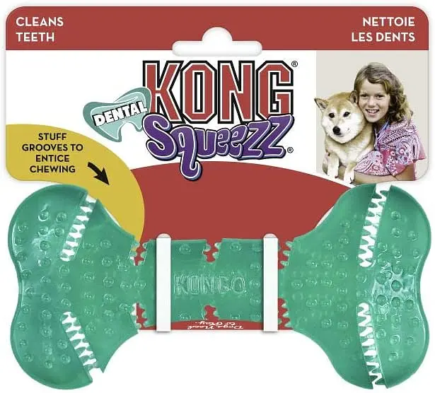 Іграшка KONG Squeezz Dental Bone для чистки зубів і ясен середніх і великих собак - фото 2