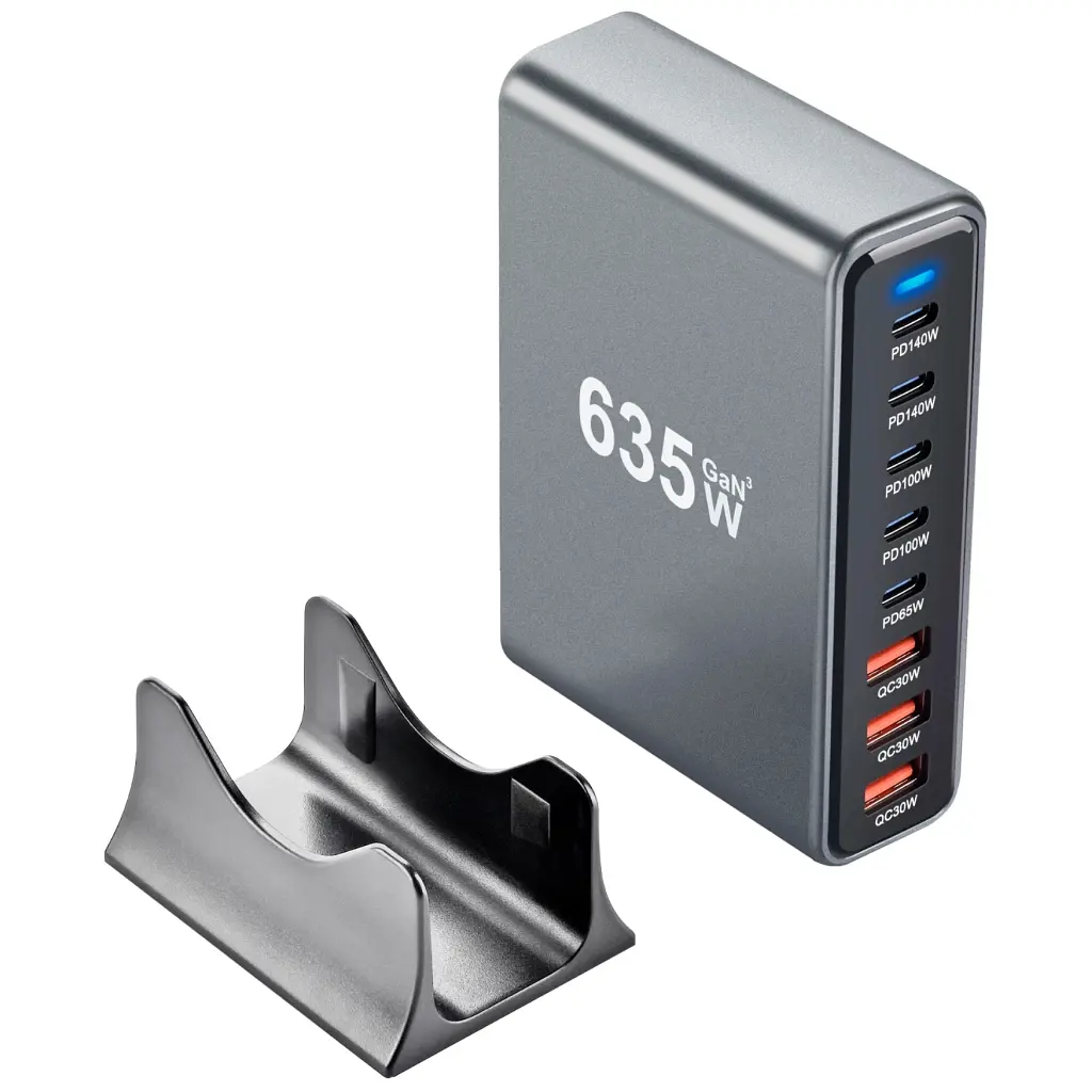 Зарядний пристрій XoKo 2xUSB-C PD3.1 140W + 2xUSB-C PD100W + 1xUSB-C PD65W + 3xUSB QC30W GaN (QC-600) - фото 2