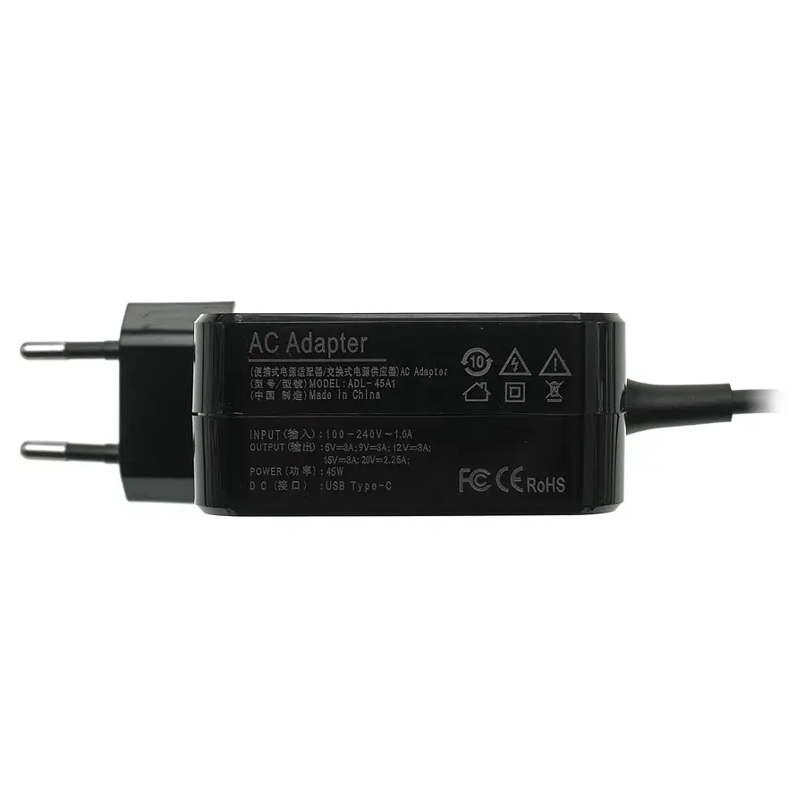 Блок живлення для ноутбука TYPE-C 45W, квадратний, black - фото 3