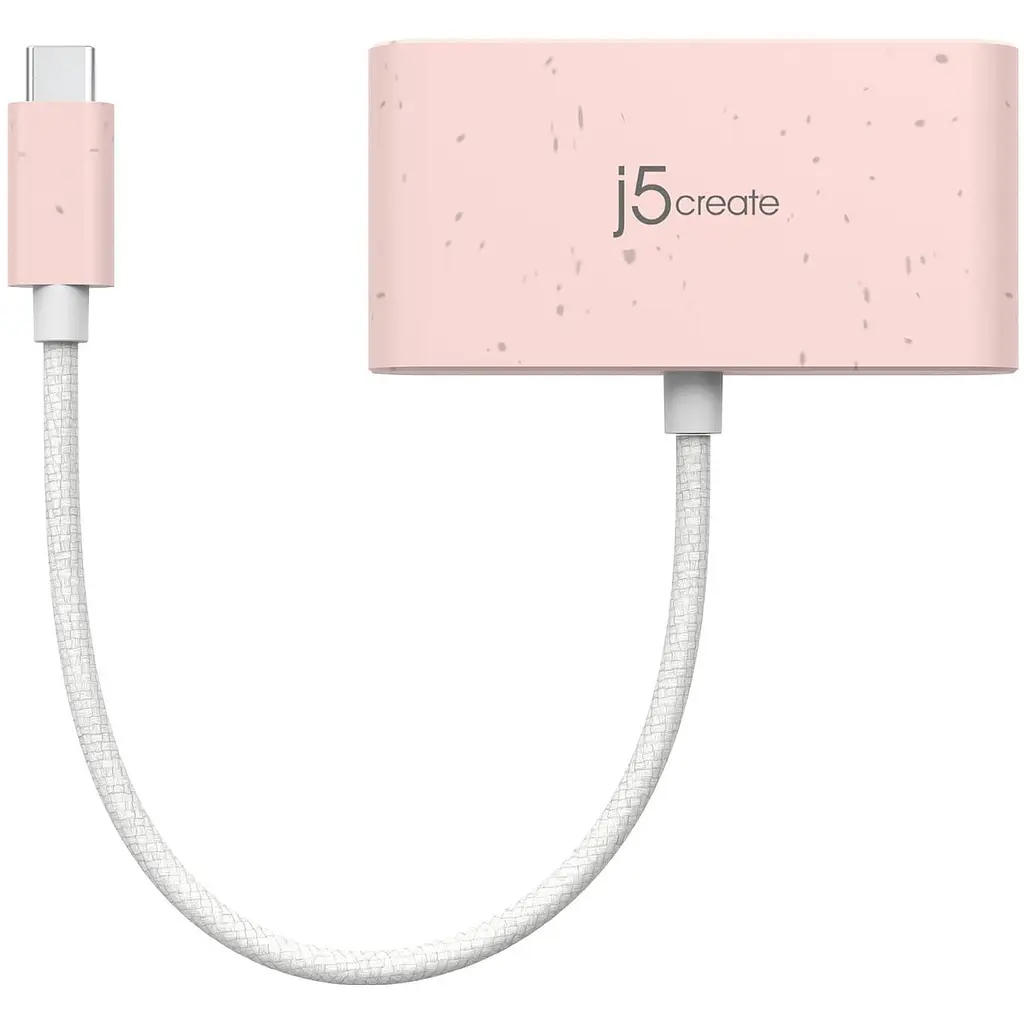 Багатопортовий мультиадаптер J5create JCA379ER-N, USB Type-C 3-в-1 рожевий - фото 2