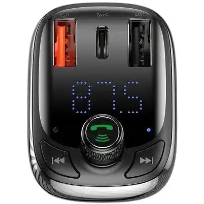 FM трансмітер Baseus Lokomotive S-13 CCTM-B01 модулятор Bluetooth 2 USB 1 Type-C чорний - фото 4