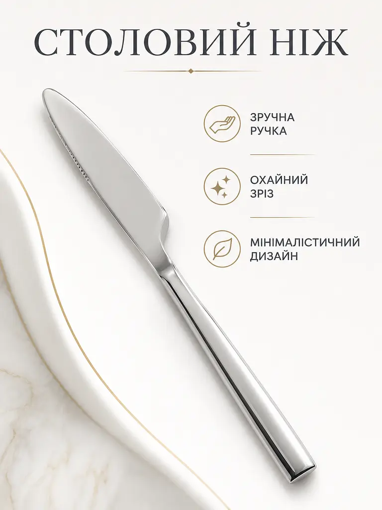 Набір столових приборів 24 предмети на 6 персон із нержавіючої сталі, ложки виделки ножі (49676237) - фото 5