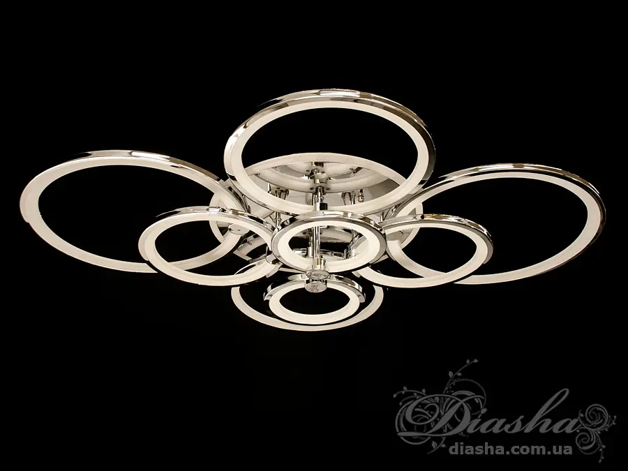 LED акриловая люстра с пультом, диммером и подсветкой, 235W, хром - фото 4