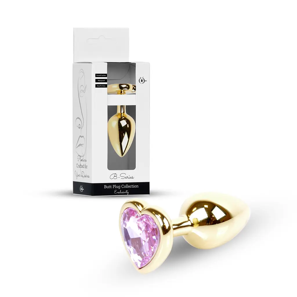 Анальна пробка - Jewellery Gold Heart Plug Light Pink - фото 10