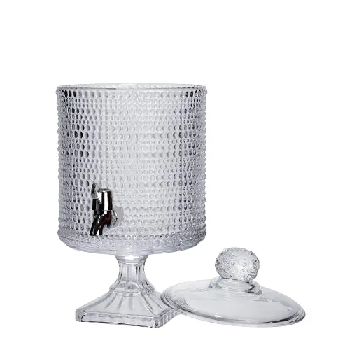 Лимонадница с краном на подставке стеклянная 4.5 л 39 см. Прозрачный Yiwu HP-19-3045-9. - фото 2