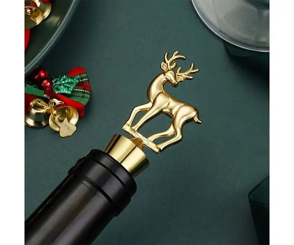 Пробка для скляних пляшок Олень, металева, золотиста - фото 2
