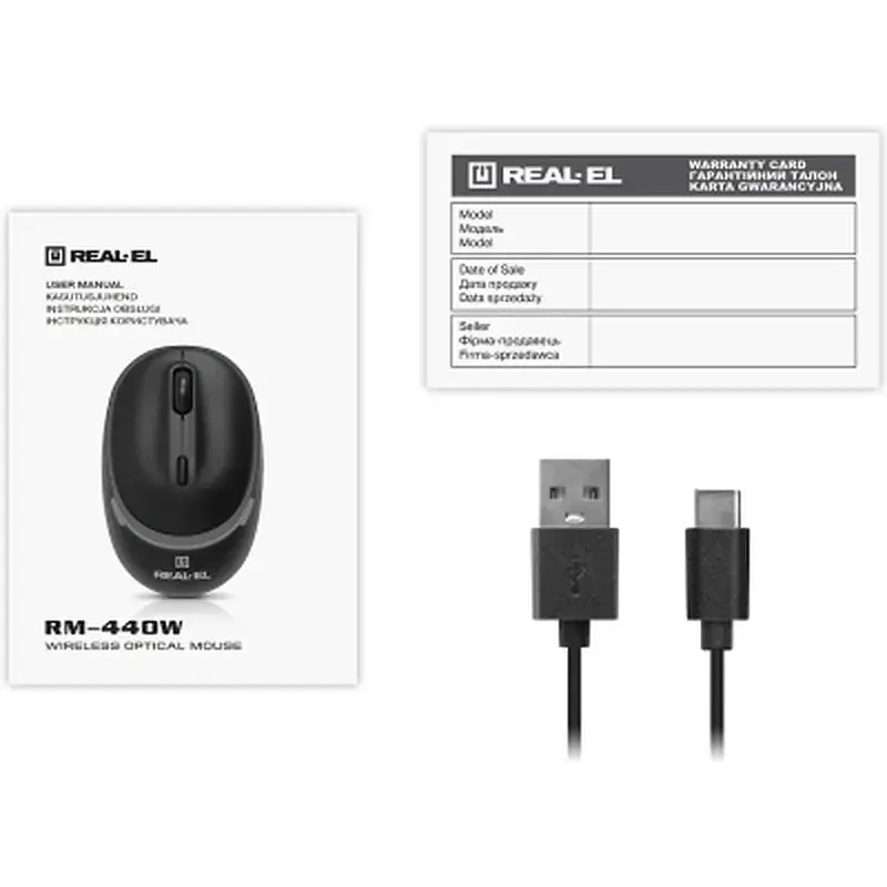 Мишка REAL-EL RM-440W Wireless/Bluetooth Black (EL123200045) - фото 9
