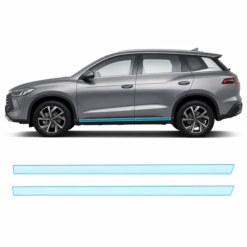 Антигравійна захисна бронеплівка за лекалами для BYD Song Pro I facelift 2023- нижня зона кузова пороги