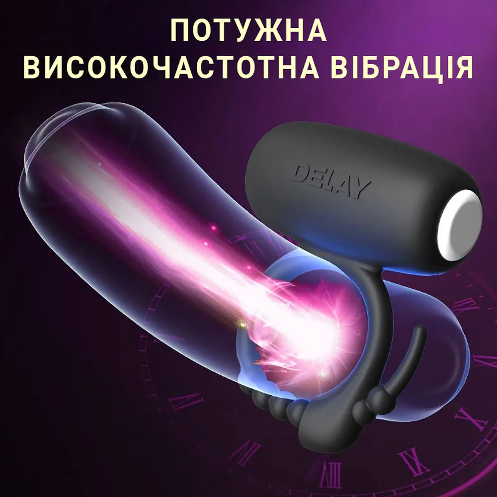 Виброкольцо для пениса регулируемое эластичное силиконовое для отсрочки эякуляции Фиолетовый - фото 6