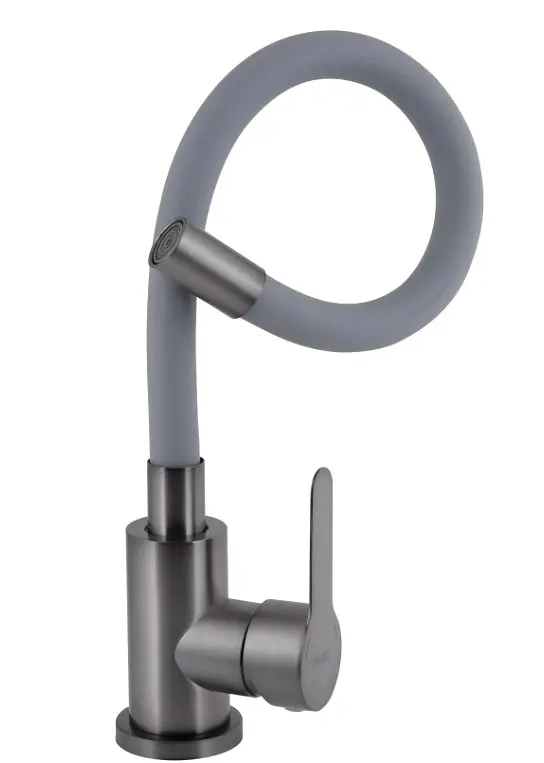 Змішувач для кухні Brinex Pure 015F3 з гнучким виливом Graphite/Grey BRIPUR015F3GRG - фото 2