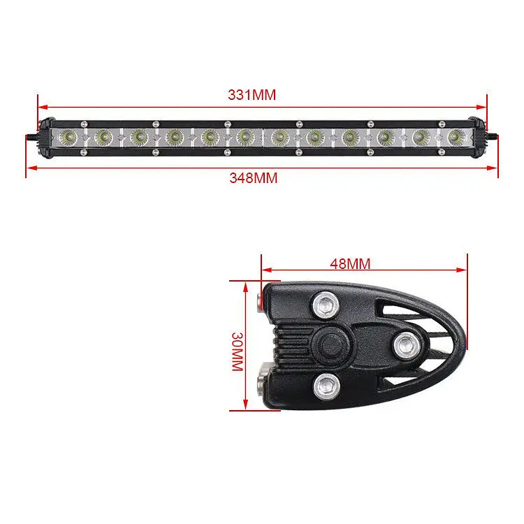 Фара-LED Балка 345 x 50 x 25mm 36W (3W x 12) 10-30V Ближній/Flood (D4-36W F) 1 шт. 3727 - фото 3