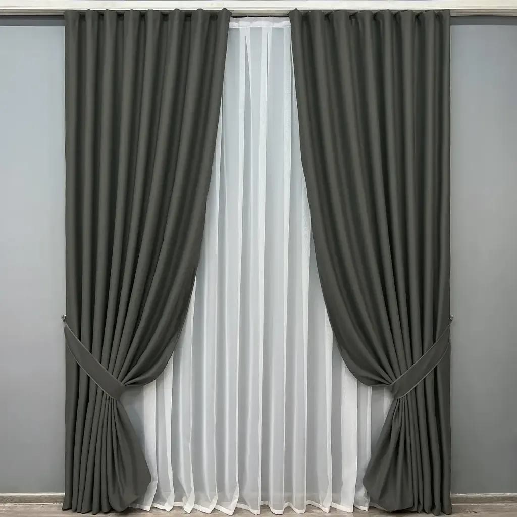 Комплект штор VR-Textil Midnight блекаут 2 шт 150x290 см темно-сірий (1400ш) - фото 2