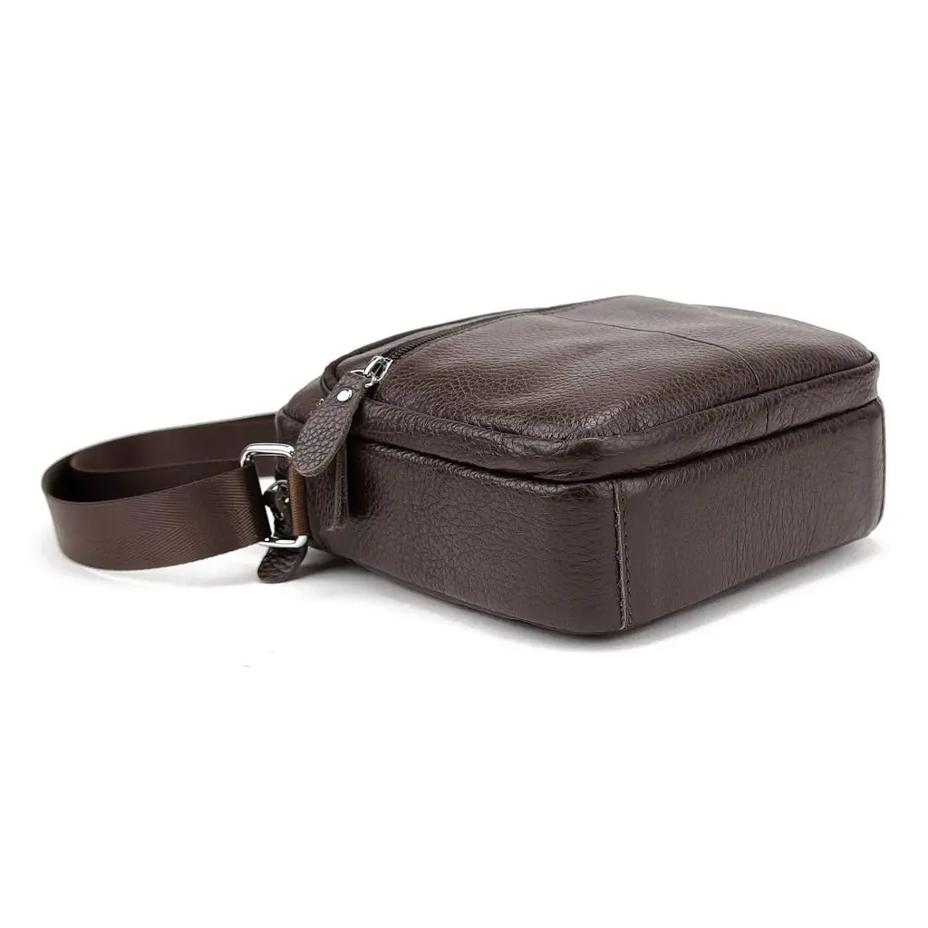 Шкіряний компактний чоловічий месенджер коричневий Tiding Bag M56-0080C - фото 5