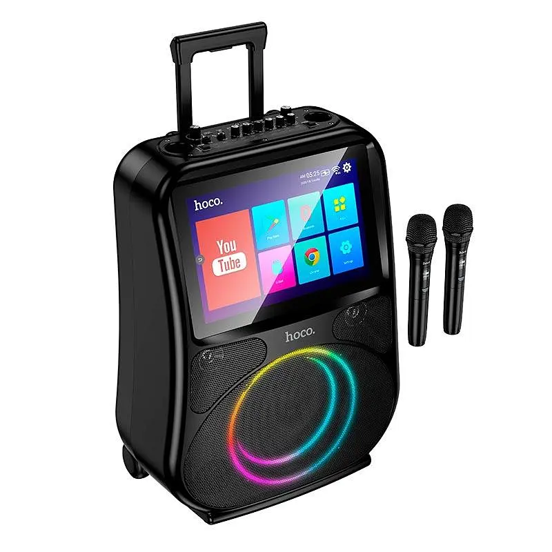 Акустика-караоке HOCO RGB outdoor karaoke BT дисплей з двома мікрофоном і дисплеєм 800p DS71 60W