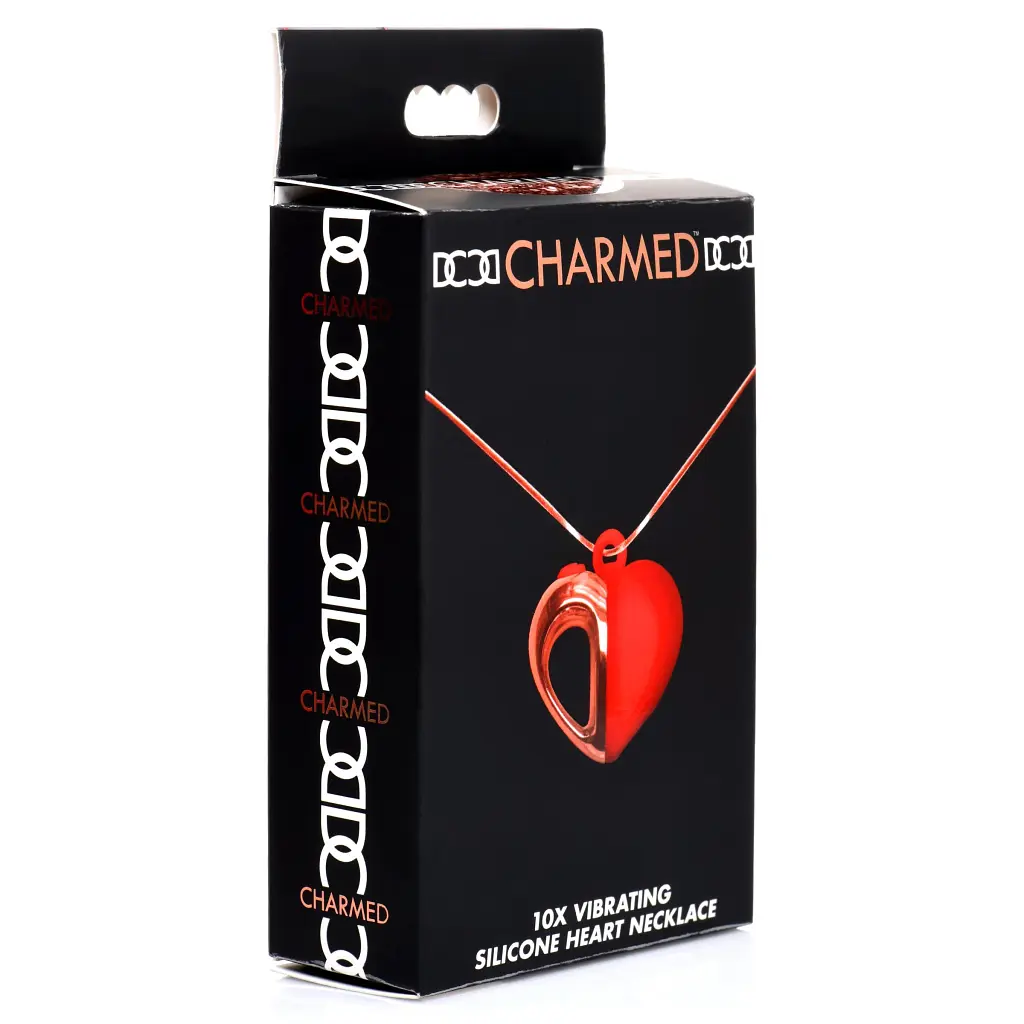 Кольє з підвіскою вібратором Charmed Vibrating Silicone Heart Necklace, 90 см (червоний) - фото 9