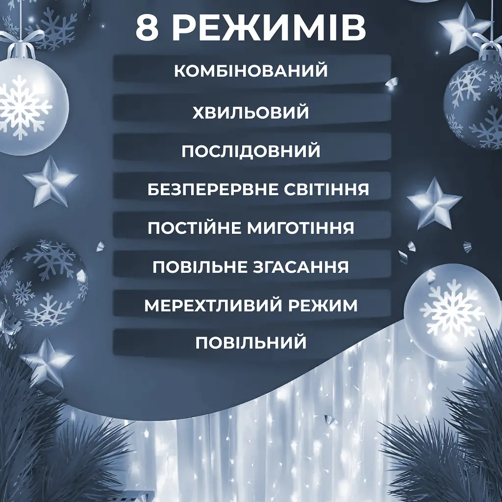 Гирлянда-штора GarlandoPro Роса 200 LED размер 3x3 м, белый (173307W) - фото 5