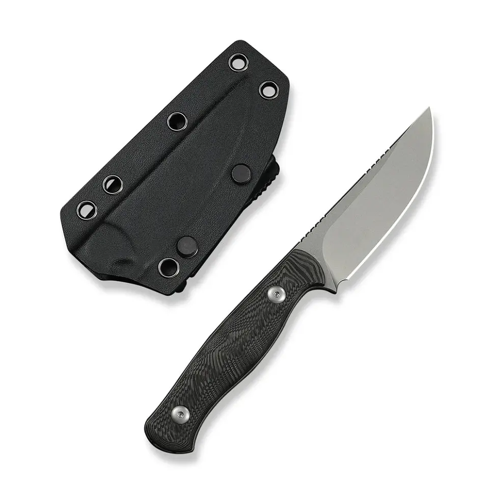 Ніж фіксований туристичний Weknife Notchline, (8.7 см) CPM S35VN /Carbon Fiber чорний з чохлом - фото 5