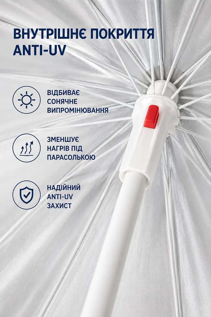 Пляжна парасолька ромашка 2 м синій з тюльпанами від сонця з Anti-UV покриттям і чохлом (49676132) - фото 6