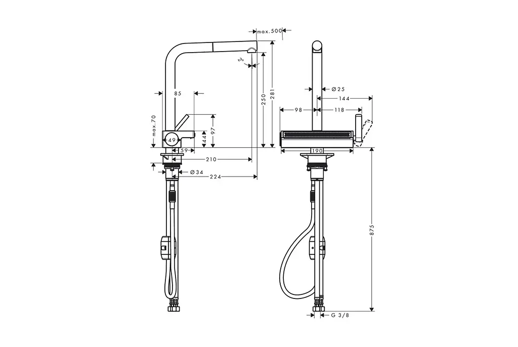 Змішувач для кухні Hansgrohe Aquno Select M81 з висувним душем chrome 73836000 - фото 3