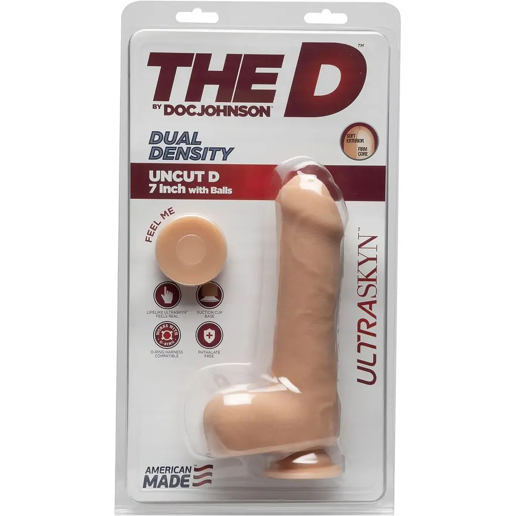 Фалоімітатор Doc Johnson The D - Uncut D - 7 Inch With Balls UltraSkyn - фото 2
