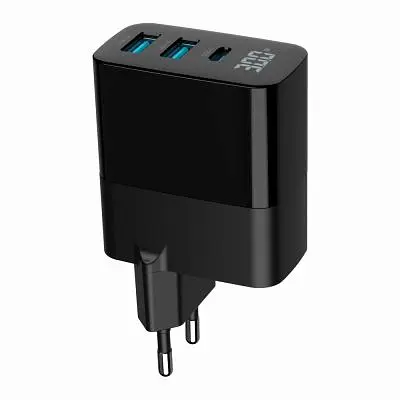 Зарядний пристрій Gembird 2хUSB-A (QC3.0 18W) + 1хType-C (PD20W) LCD black (TA-UC-PDQC30LCD-BK-02) - фото 7