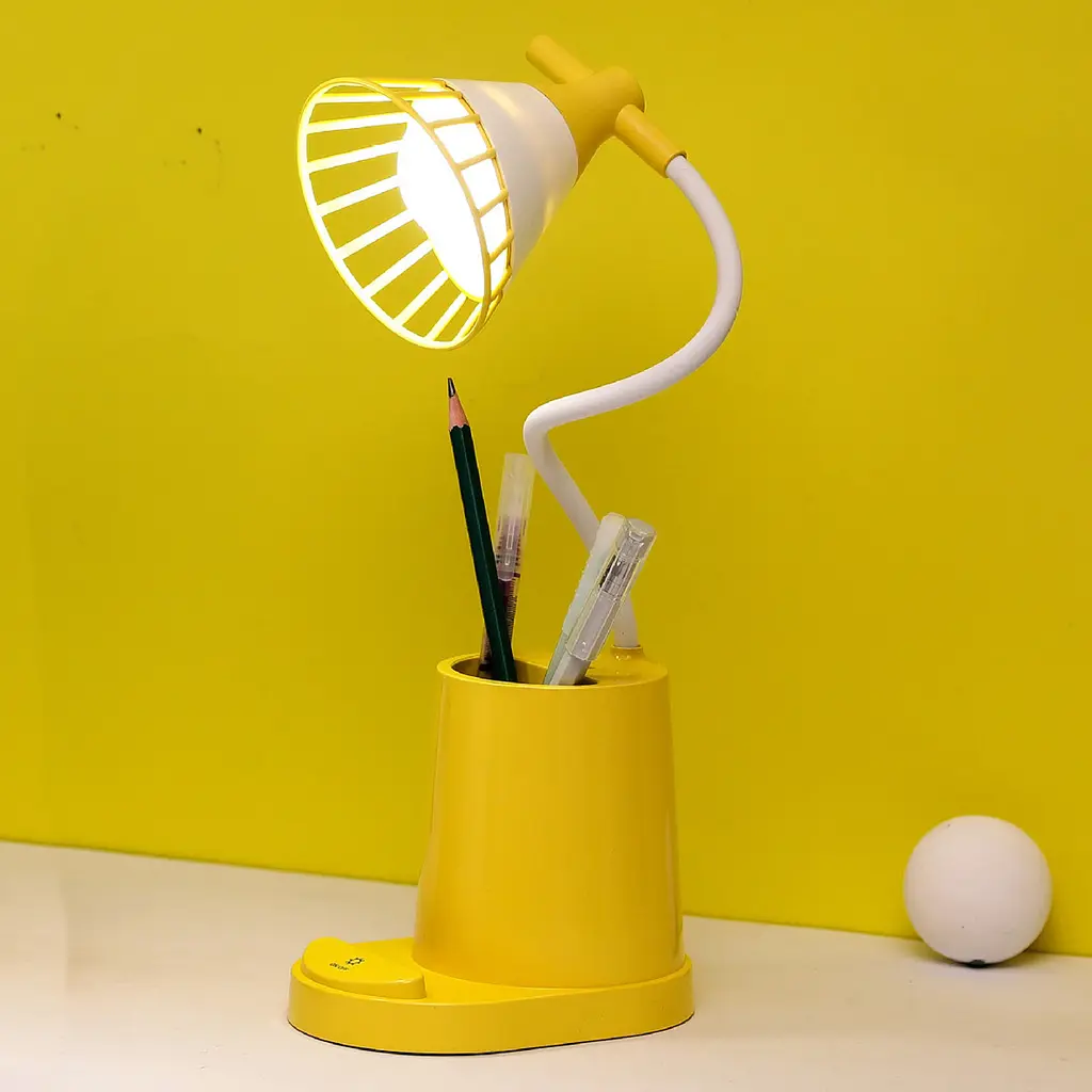 Настільна LED-лампа акумуляторна на гнучкій ніжці з органайзером та підставкою для телефону світильник з функцією Power Bank 1200 mAh Elite EL-2176 жовта - фото 2