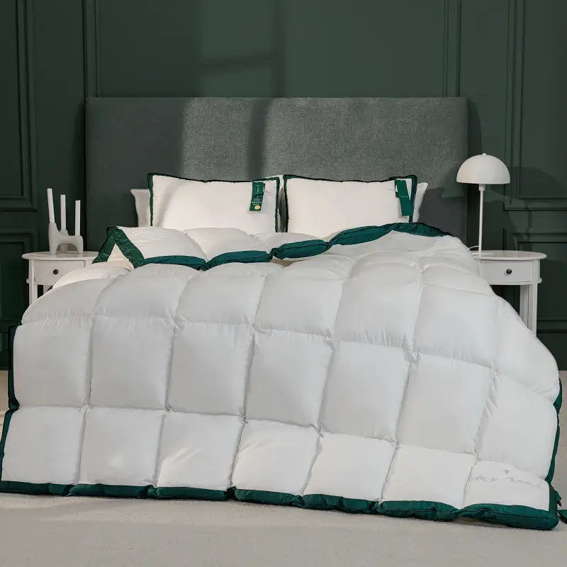 Одеяло MirSon Imperial Satin Luxe, зимнее, 215х155 см, белое с зеленым кантом - фото 2