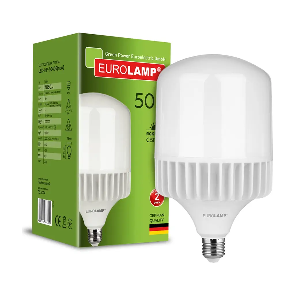 Лампочка Eurolamp Светодиодная лампа Eurolamp 50W 4860Lm E40 6500K new (LED-HP-50406(new)) - фото 2