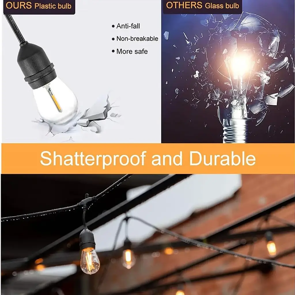 Светодиодные фонари Svater Outdoor, 128FT Festoon Lights Powered by Electrical S14 Garden - фото 4