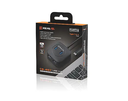 USB-хаб REAL-EL CQ-407 4 ports - фото 8