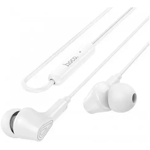 Навушники Hoco Ingenious universal earphones with microphone M102 90 градусів штекер білі - фото 7