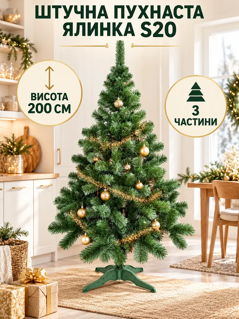 Сертифікована ялинка штучна пухнаста Казкова YaLINKA S20 200 см - фото 2